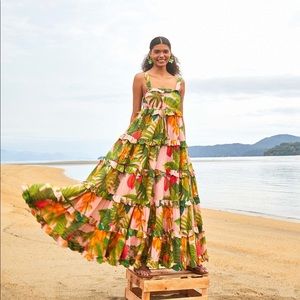 Farm Rio Pink Cocoa Forest Maxi Dress